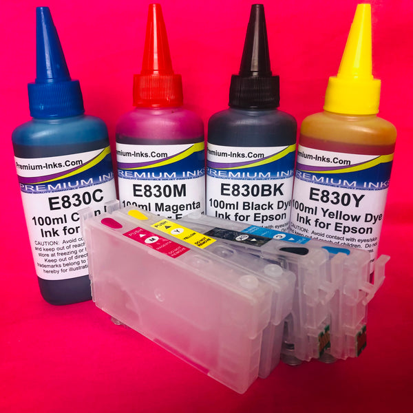 405 XL REFILLABLE CARTRIDGES +400ml INK Epson WorkForce Pro WF 7830 7835 7840 DTWF Non OEM