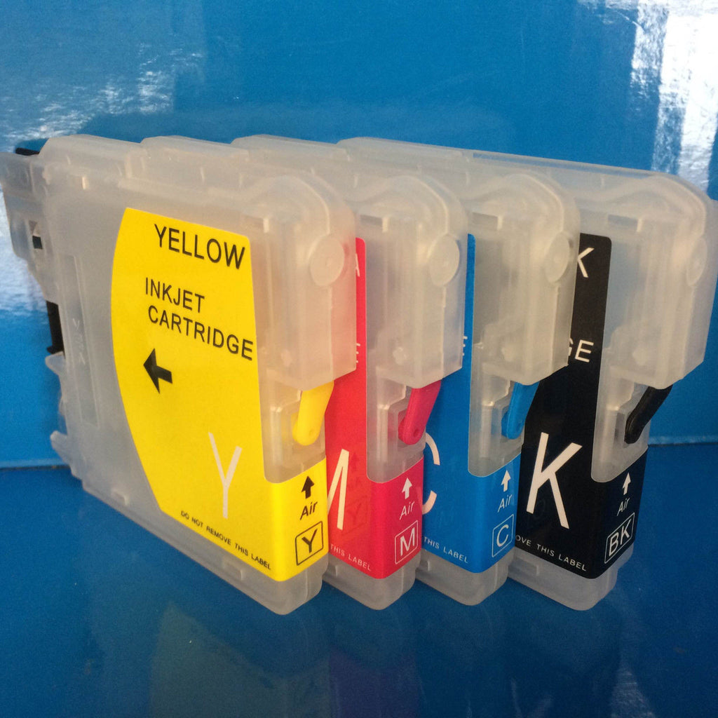 4 REFILLABLE PRINTER CARTRIDGES TO REPLACE BROTHER LC980 LC985 LC1100 NON OEM