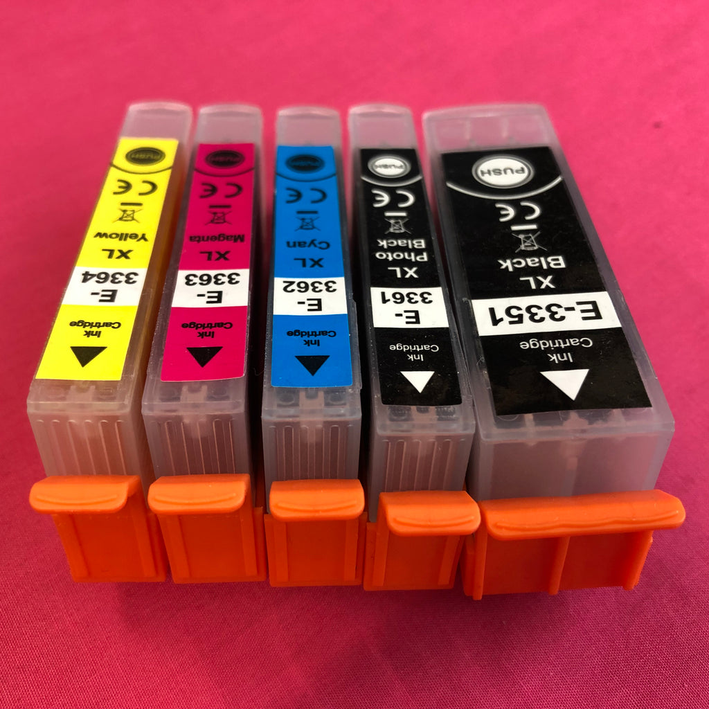 Uprint E-33XL PACK, Pack de 5 cartouches d'encre Uprint compatible Epson  T3357 (Orange) Noir et Couleur.