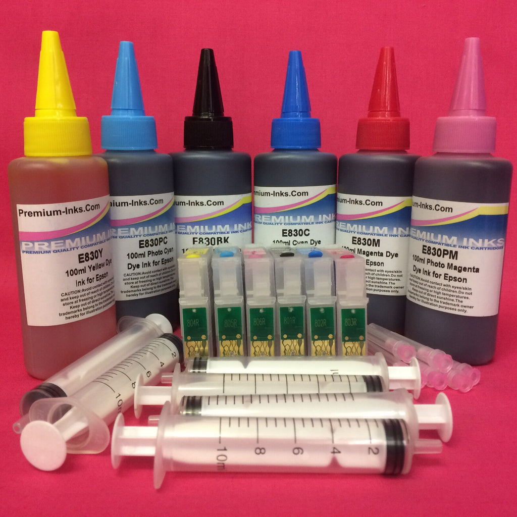 T0801-6 Refillable Cartridges and Ink for Epson