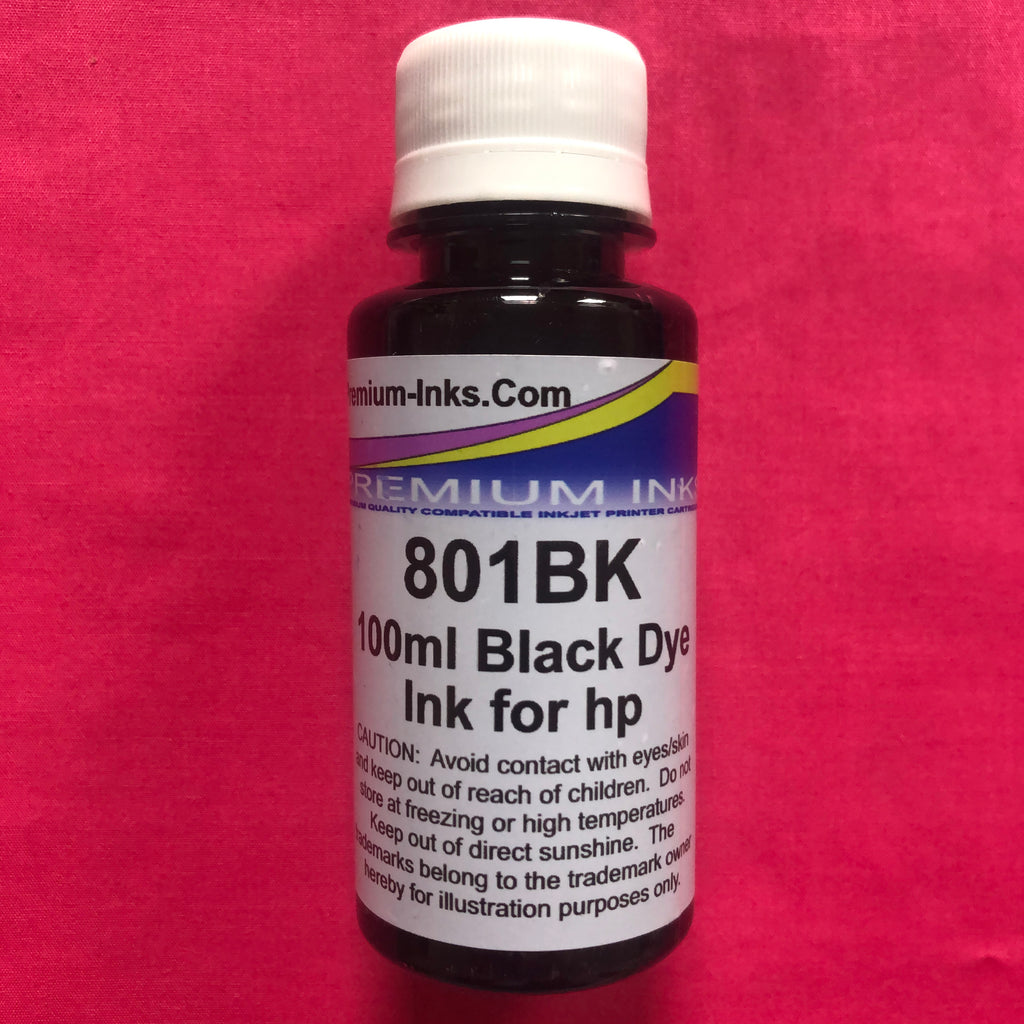BLACK 2 x 100ml DYE PRINTER REFILL INK FOR HP