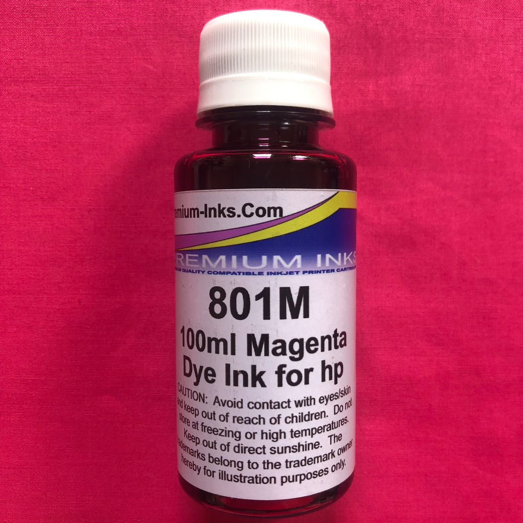 MAGENTA 2 x 100ml DYE PRINTER REFILL INK FOR HP