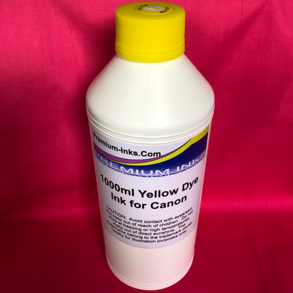 LITRE BOTTLE YELLOW BULK REFILL INK FOR CANON CARTRIDGES & CISS SYSTEM ...