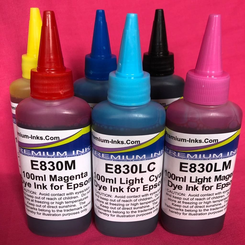 6 Dye Refill Ink Bottles for Epson R 1400 1500