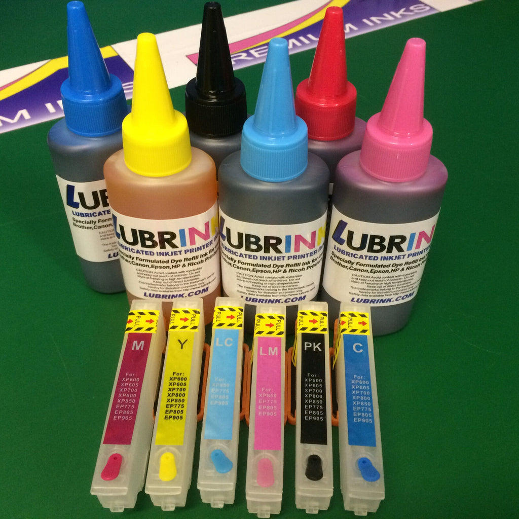 600ml LUBRINK INK REFILLABLE CARTRIDGES 24XL EPSON EXPRESSION PHOTO XP-750 760 850 860