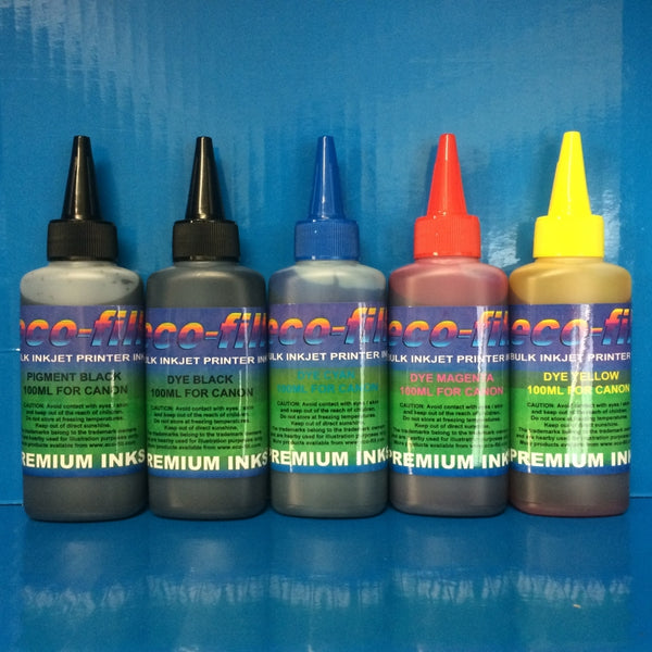 ECOFILL Pigment/Dye Ink REFILLABLE CARTRIDGES Replace Canon PGI-570 CLI-571 BK/C/M/Y