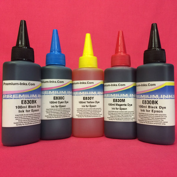 5X100ML DYE REFILL INK FOR EPSON EXPRESSION PREMIUM PRINTERS