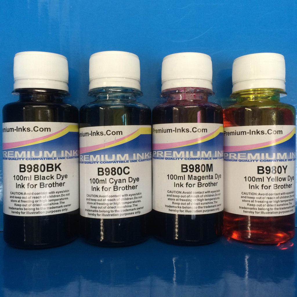 4x100ml DYE REFILL INK FOR REFILLING Brother LC970 LC1000 CARTRIDGES Non OEM