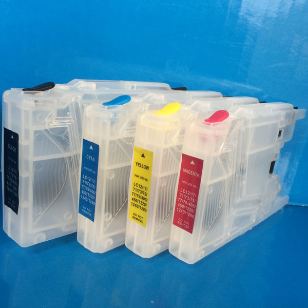 4 REFILLABLE PRINTER CARTRIDGES TO REPLACE BROTHER LC1220 LC1240 LC1280 NON OEM