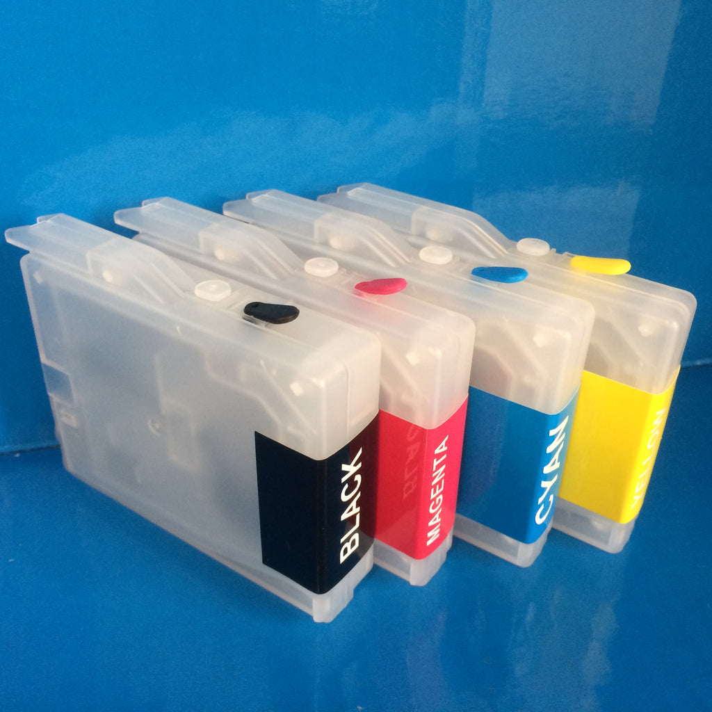 4 REFILLABLE CARTRIDGES TO REPLACE BROTHER LC970 LC1000 Non OEM