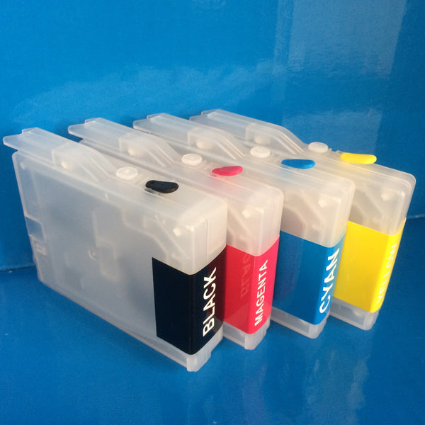 4 REFILLABLE CARTRIDGES TO REPLACE BROTHER LC970 LC1000 Non OEM