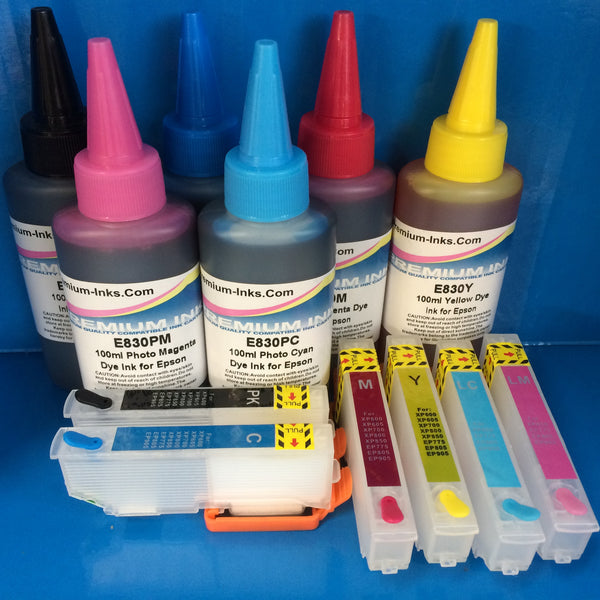 600ML PIGMENT INK  24 XL REFILLABLE CARTRIDGES FOR EPSON XP750 XP850 XP950 Non OEM