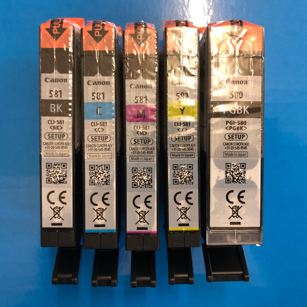 Set 5 Genuine Canon Starter Replacement PGI 580 BK CLI 581 BK C M Y Set 5 Genuine Canon Starter Replacement PGI 580 BK CLI 581 BK C M Y