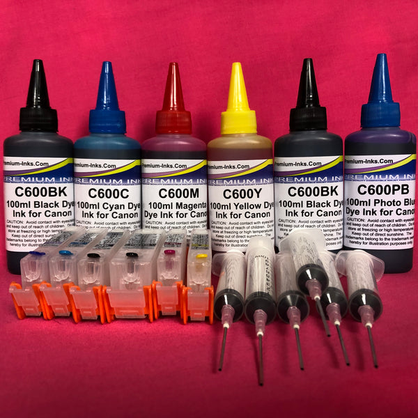 6 Refill Cartridges Dye Ink Canon PGI-580BK CLI-581