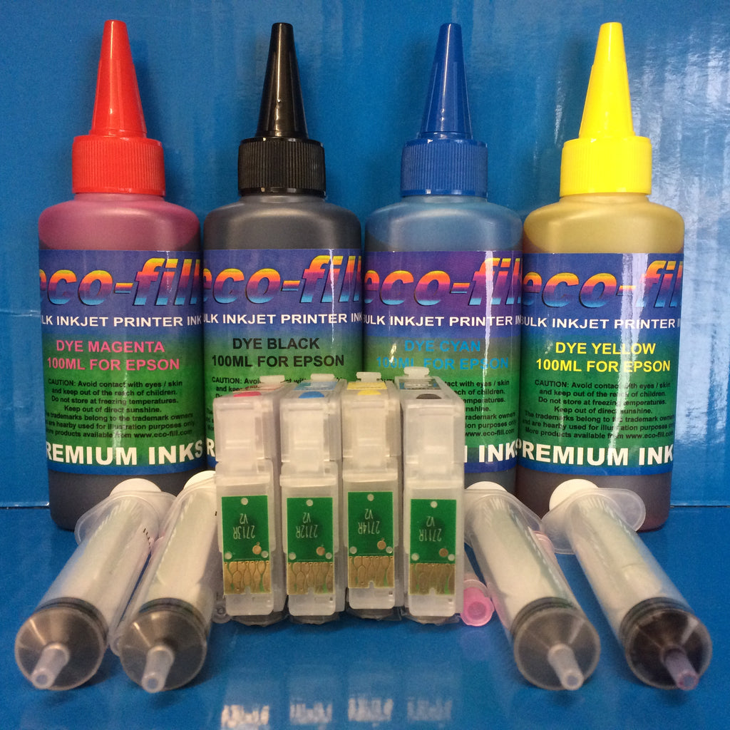 T2711-4 Refillable Cartridges ECOFILL Ink For Epson Workforce WF 7210DTW 7710 7715 DWF etc.