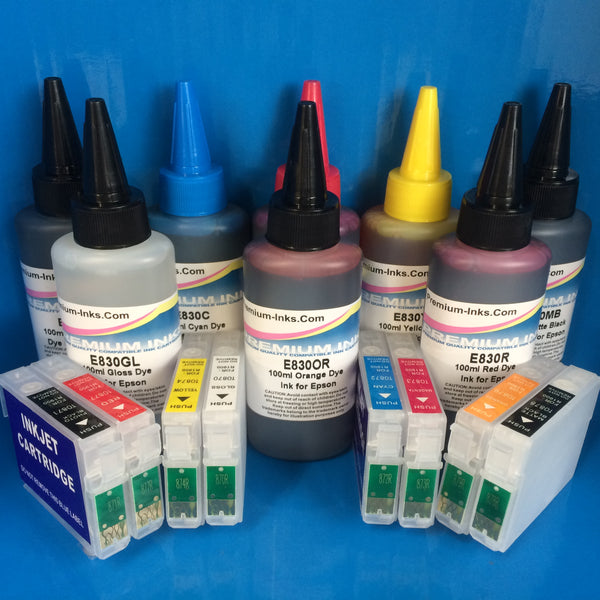 Epson SureColor SC-P400 Refillable Cartridges + Dye Ink Refill Kit T3241-8 Puffin