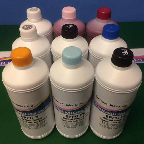 4x Litre (1000ml) PIGMENT REFILL INK EPSON PRINTERS Non OEM BK/C/M/Y